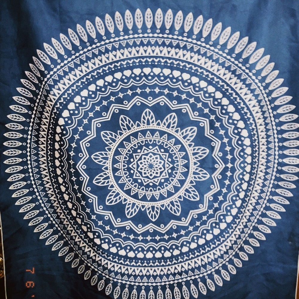 NAVY BLUE MANDALA WALL TAPESTRY